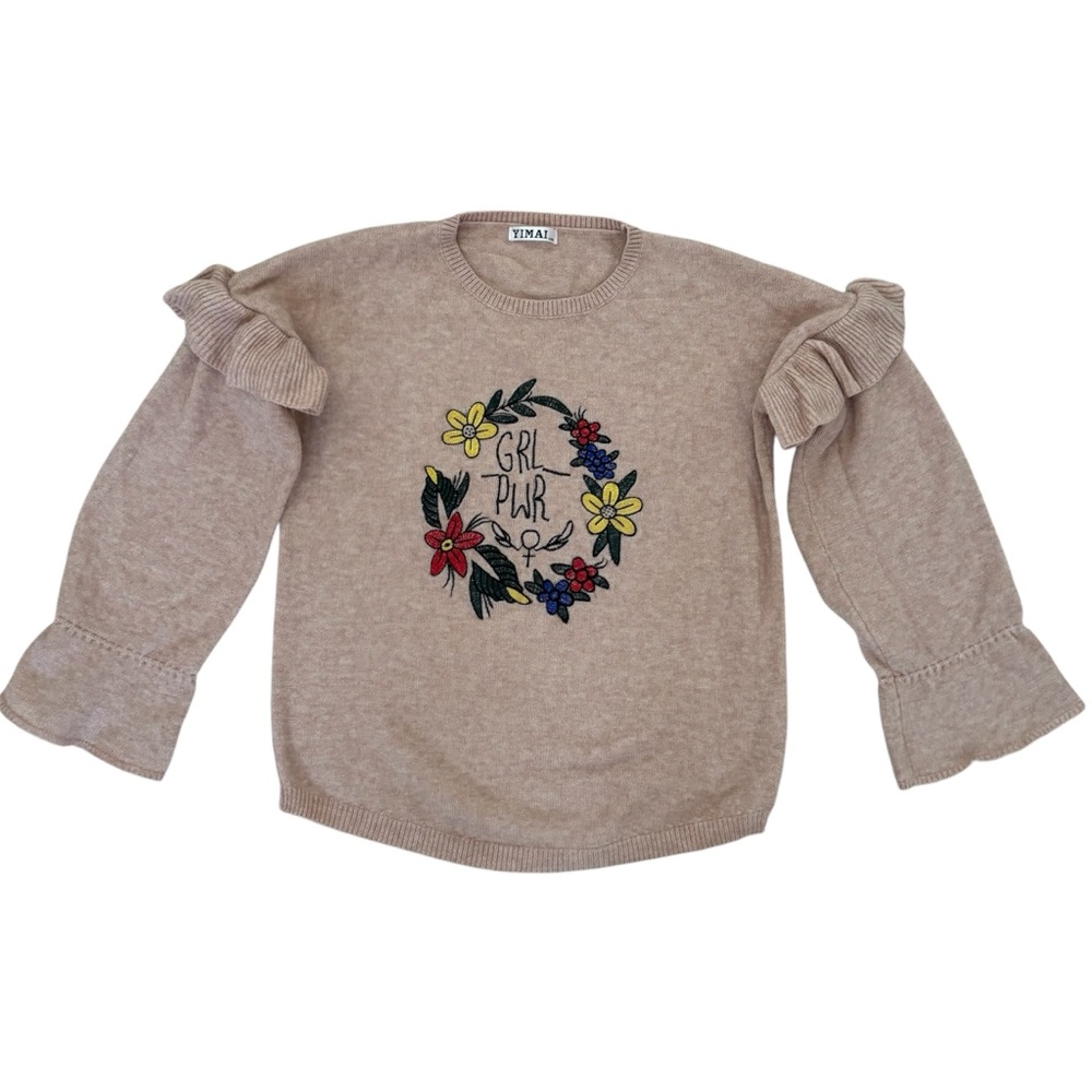 Girl Power GRL PWR Pastel Pink Sweater Size Large